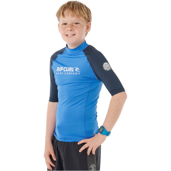 2026 Rip Curl Junior Chaleco De Lycra De Manga Corta Shock UPF 12UBRV - Blue Gum